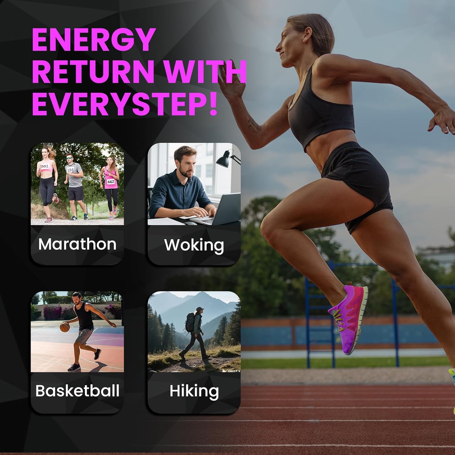 Welnove Running Insoles for Men & Women with Metatarsal Pad for Metatarsalgia,Orthotic Arch Support Insoles for Plantar Fasciitis, Morton's Neuroma, Ball of Foot Pain Relief-2XL - Image 6