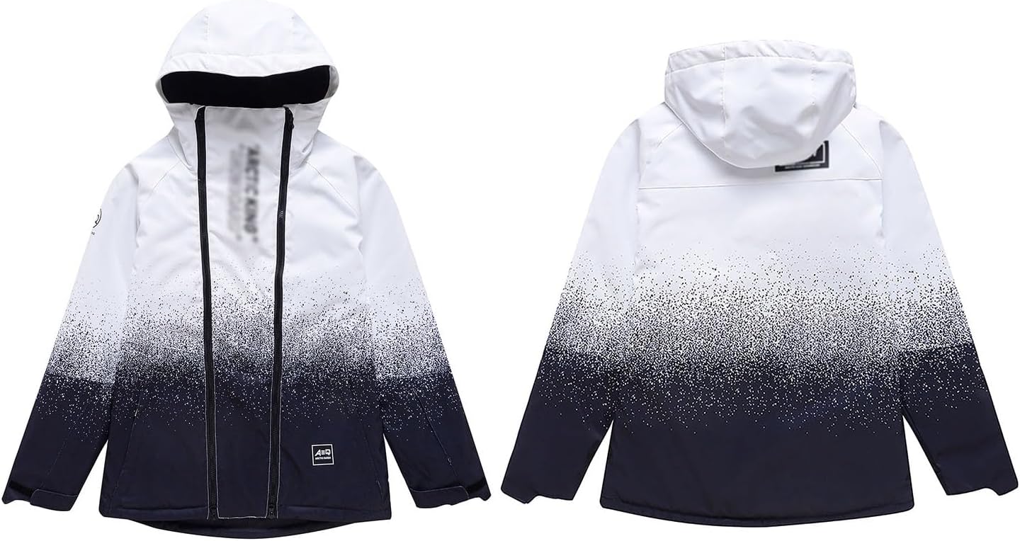 CLSQLXYJZC Ski Snow Jacket for Men and Women, Outdoor Windproof Water Repellent Winter Warm and Thickened Snowboard Ski Suit, for Hiking Skating Hooded Raincoat Jacket (Color : Colour3, Size : Large)