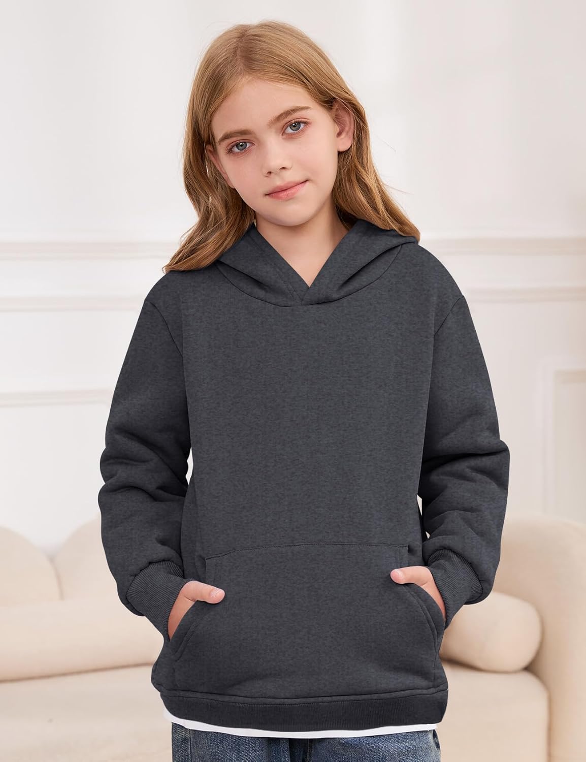 Kissonic Unisex Boys Girls Fleece Sherpa Lined Hoodie Winter Warm Kids Hooded Sweatshirt - Image 3