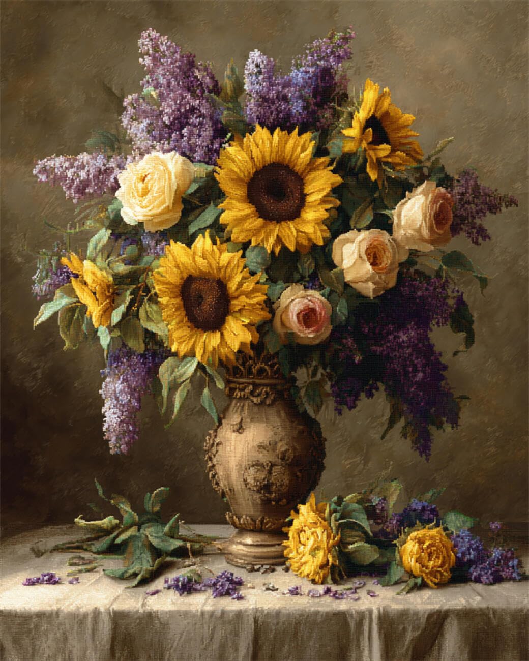 RKFLGEW 14CT Cross Stitching Kit Colorful Flowers Needlepoint Counted Kits Embroidery Set Arts and Crafts for Home Decor 40x50cm
