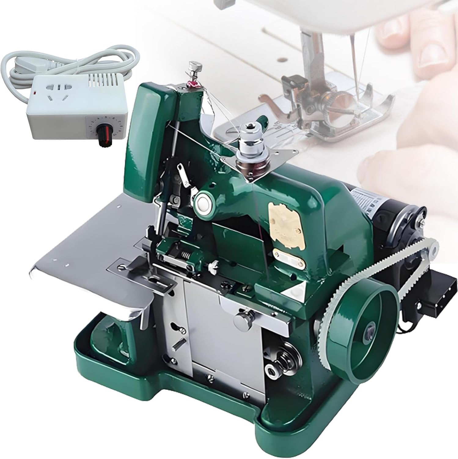 250W Sewing Machine with Speed ​​Regulator, Industrial Sergers & Overlock Machines Professional Overlock Tool, 3 Serger Thread Capability, 3000 Stitches/Min Green