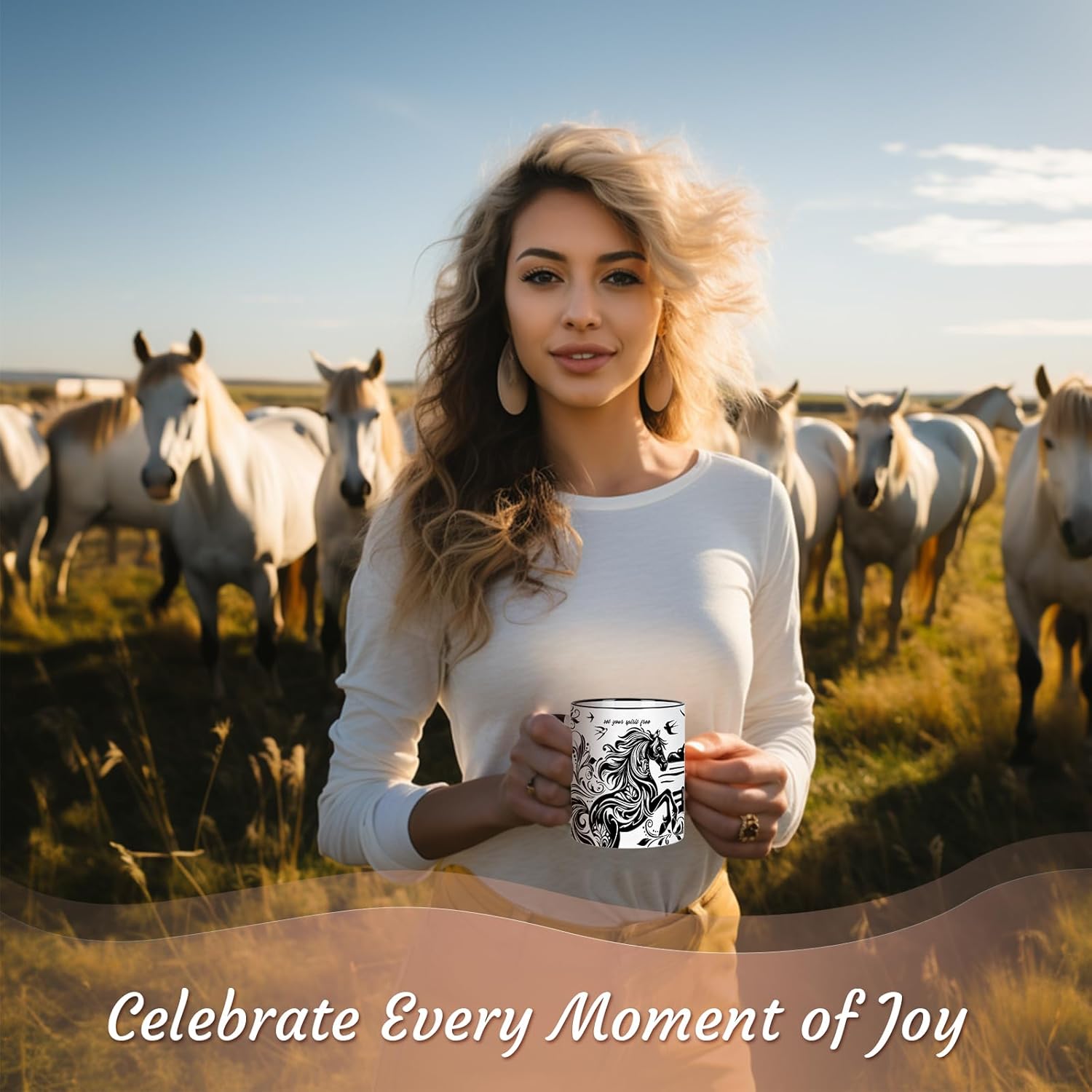 Horse Mug 11 Oz Horse Gifts Valentines Day Birthday Gifts for Women Men, Black and White Boho Mug Equestrian Gift Birthday Gift, Graduation Gift for Women Men, Ceramic Cup Microwave & Dishwasher Safe - Image 3