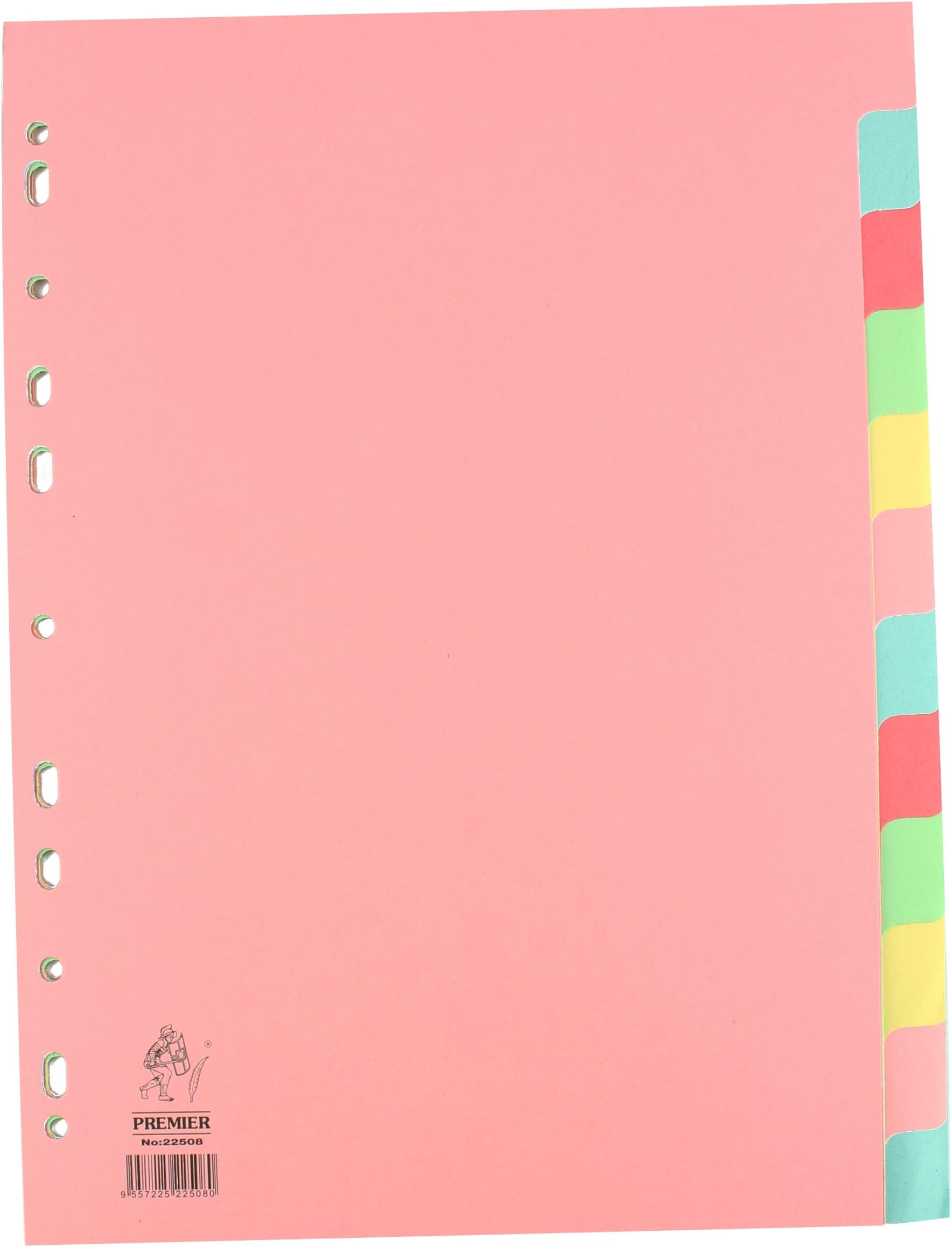 Rexel Whitebox A4 Manilla Divider 12-Part Pink With Multi-Colour Tabs