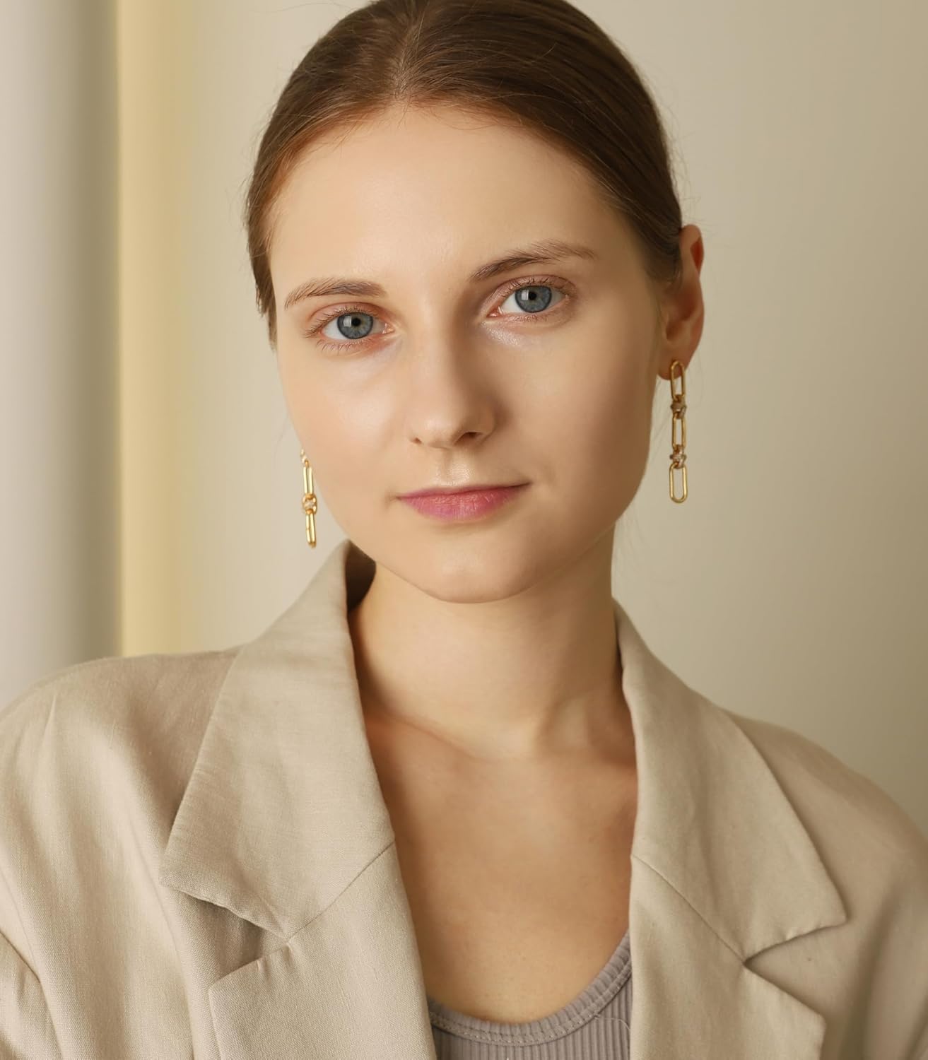 OZEL 14K Gold & Silver Plated Paperclip Chain Earrings with Cubic Zirconia – Dangle, Hoop, Huggie, Stud Styles – Women’s Fashion Jewelry Gift - Image 9