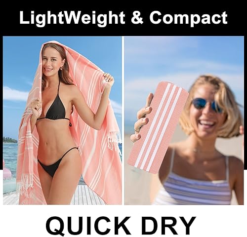 Miniatura 3 de Paquete de 4 toallas de playa turcas de algodón de gran tamaño, juego de toallas de baño para piscina, natación, secado rápido, sin arena, extra