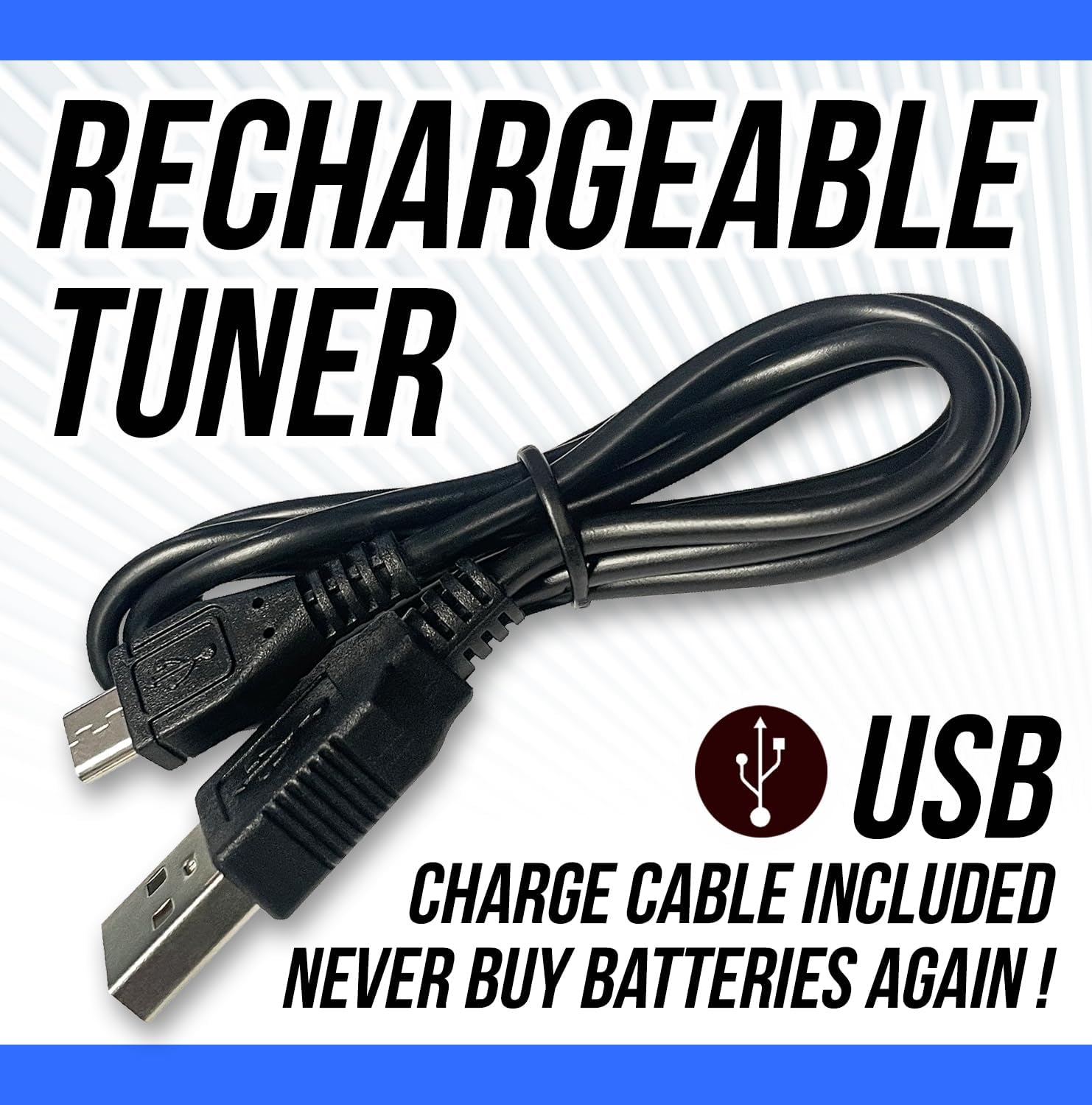 SNARK Air tuner with USB charging cable, highlighting its rechargeable feature.