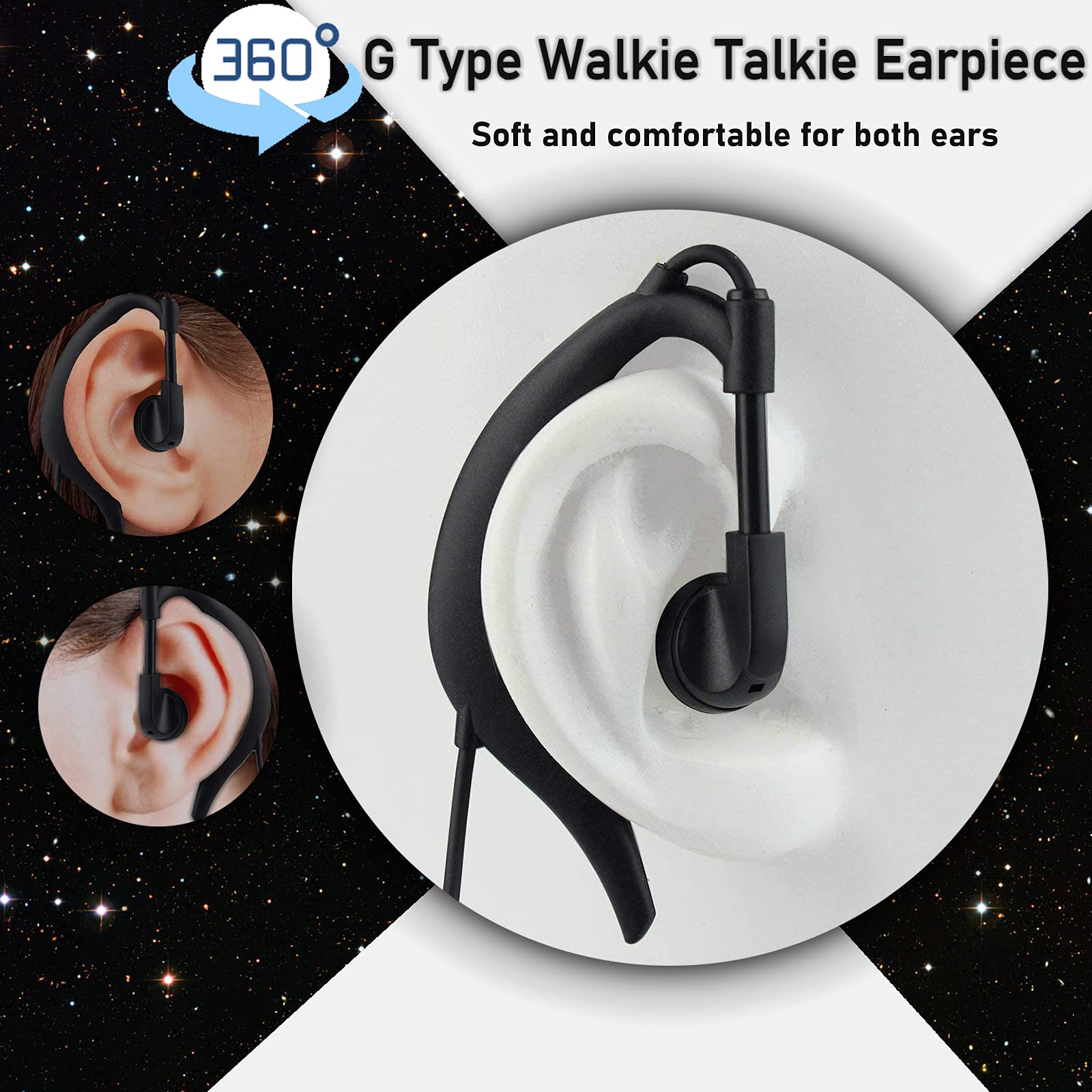Retevis R111 Talkie Walkie Écouteur 2 Broches Volume Réglable Oreillette Type G Casque Compatible avec Talkie Walkie RT24 RT22 RT27 RT5 BaoFeng BF-888S BF-88E UV-5R Sunreal Kenwood (2 Pcs)