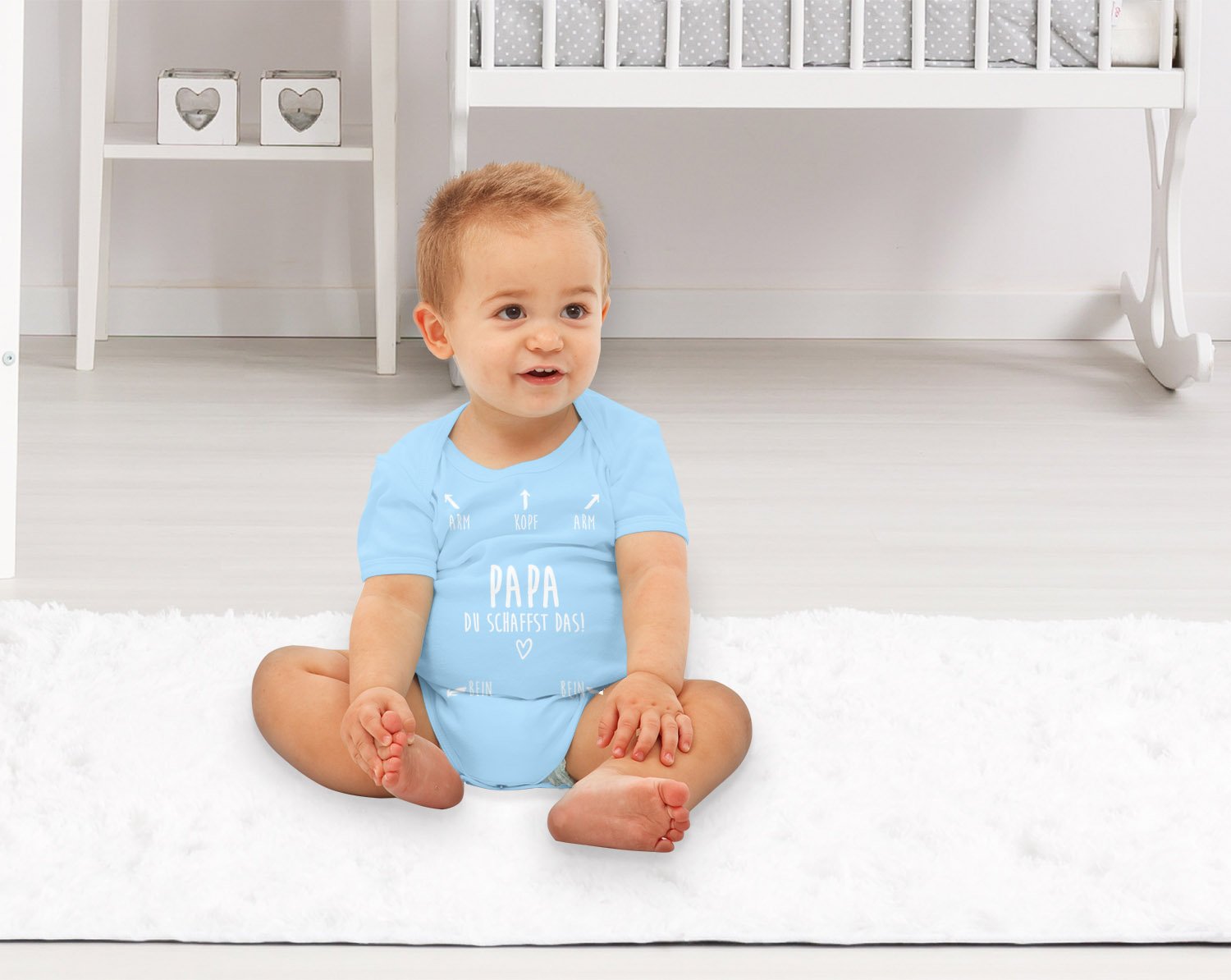 MoonWorks Baby Body Papa du schaffst das Kurzarm Babybody Bio-Baumwolle