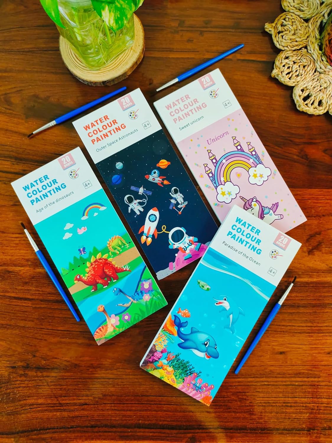 Watercolor Painting Books for Beginners, Pocket 20 Pages Book with Paint Brush, Hours of Painting Fun for Children (Set of 1)-picture-14