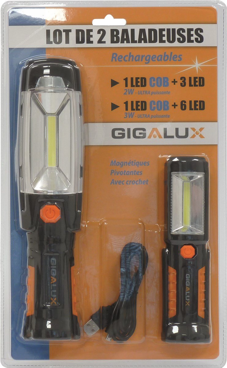 TOPCAR - Baladeuses LED rechargeables (le lot de 2) - 02164