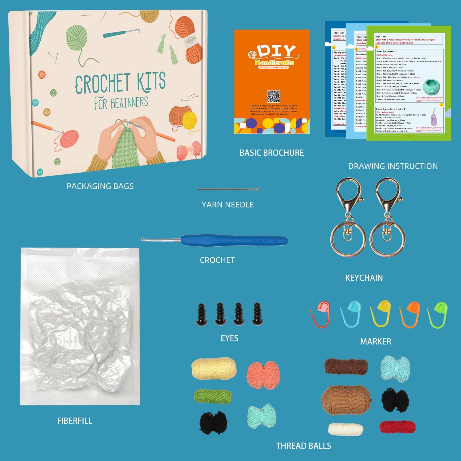 Souarts Haakset voor beginners, dieren, koppels, vriendschap, haken, breien, set met handleiding (mogelijk niet beschikbaar in het Nederlands), haaknaalden, garen, creatieve breiset, knutselset voor Souarts Haakset voor beginners, dieren, koppels, vriendschap, haken, breien, set met handleiding (mogelijk niet beschikbaar in het Nederlands), haaknaalden, garen, creatieve breiset, knutselset voor
