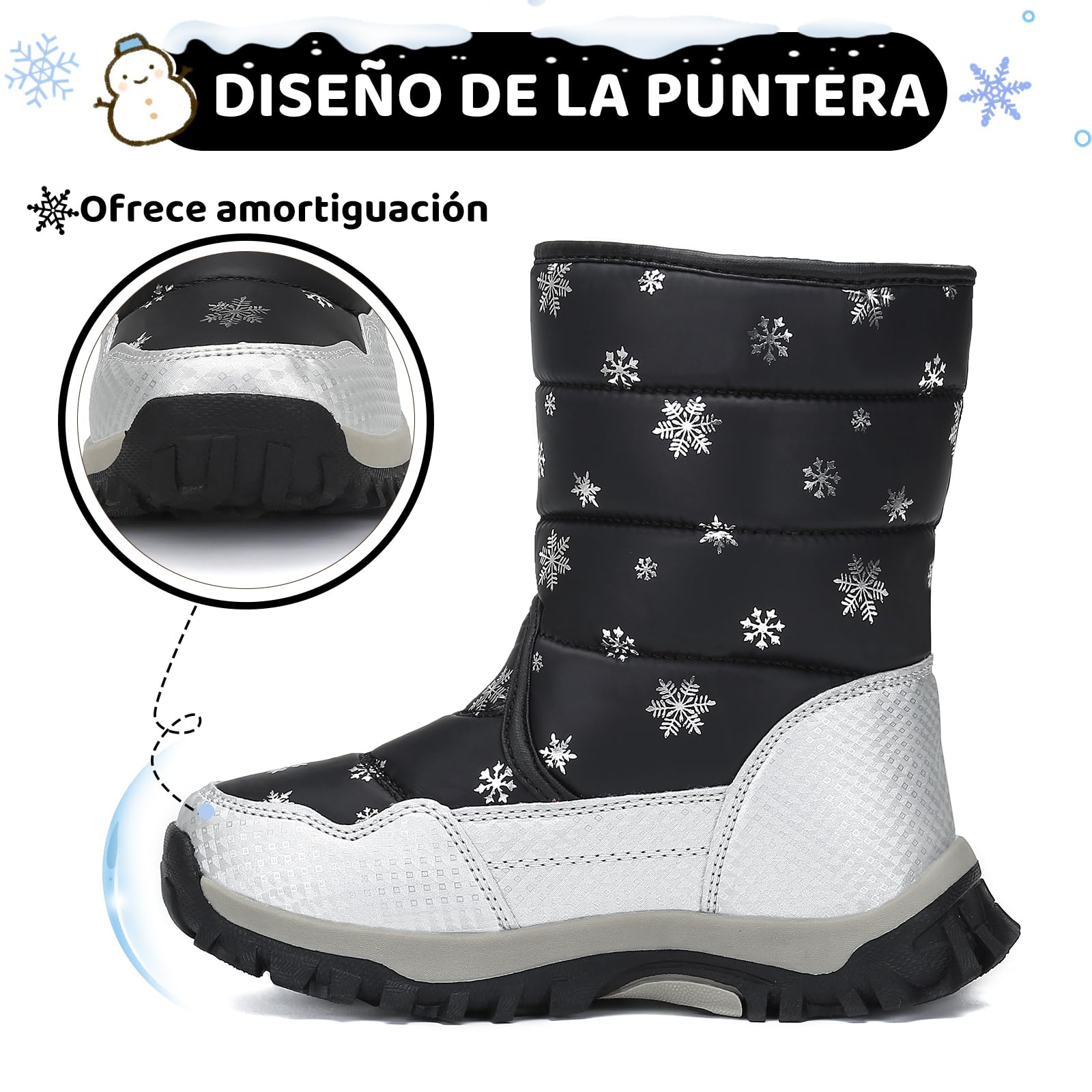 Mishansha Botas de Nieve Invierno Niños Forro Interior 36-47 EU | Unisex Niños, Niña, Botas de Invierno, Outdoor, Calientes, Forro Interior, Zapatos de Nieve