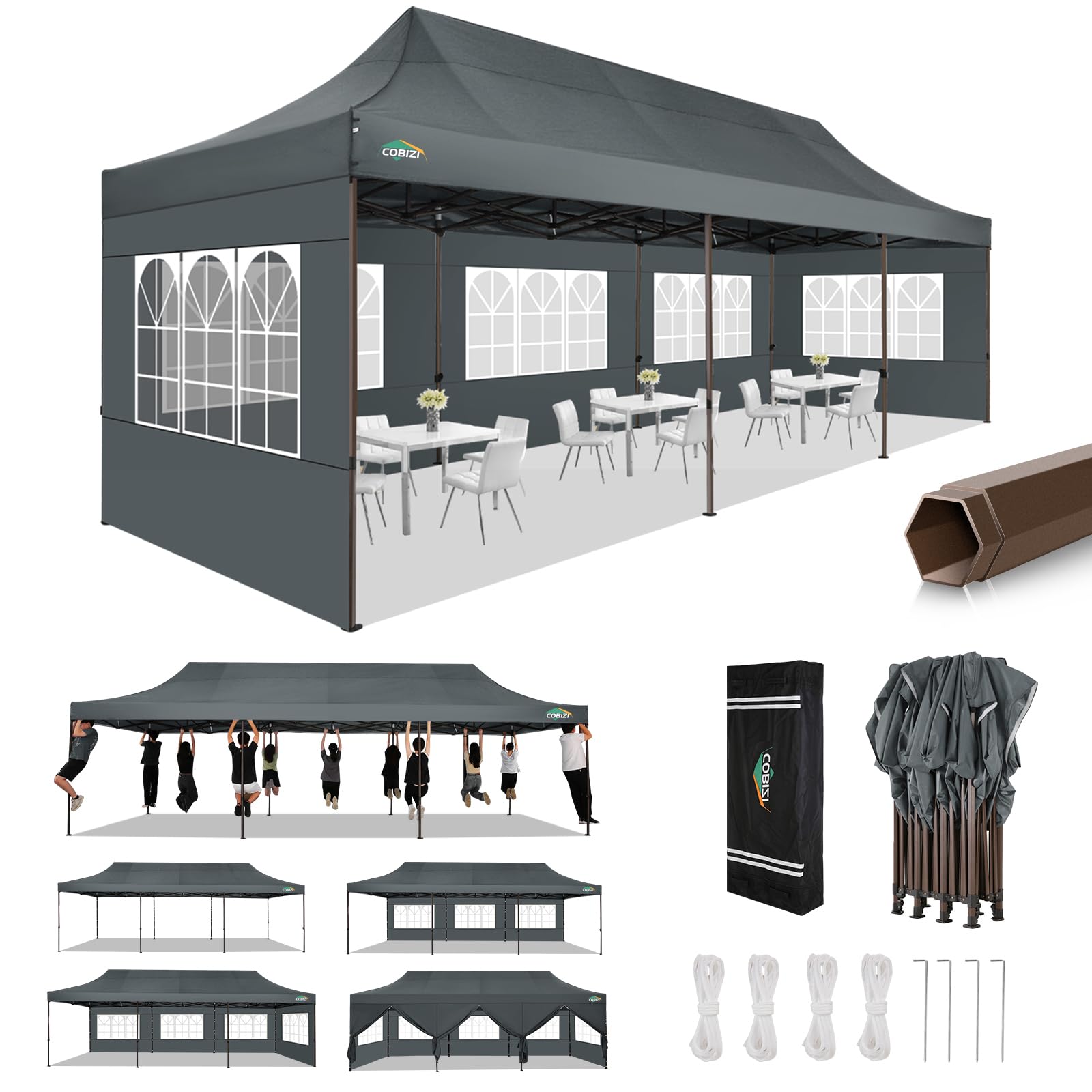 COBIZI 10x30 Pop Up Canopy Tent Heavy Duty