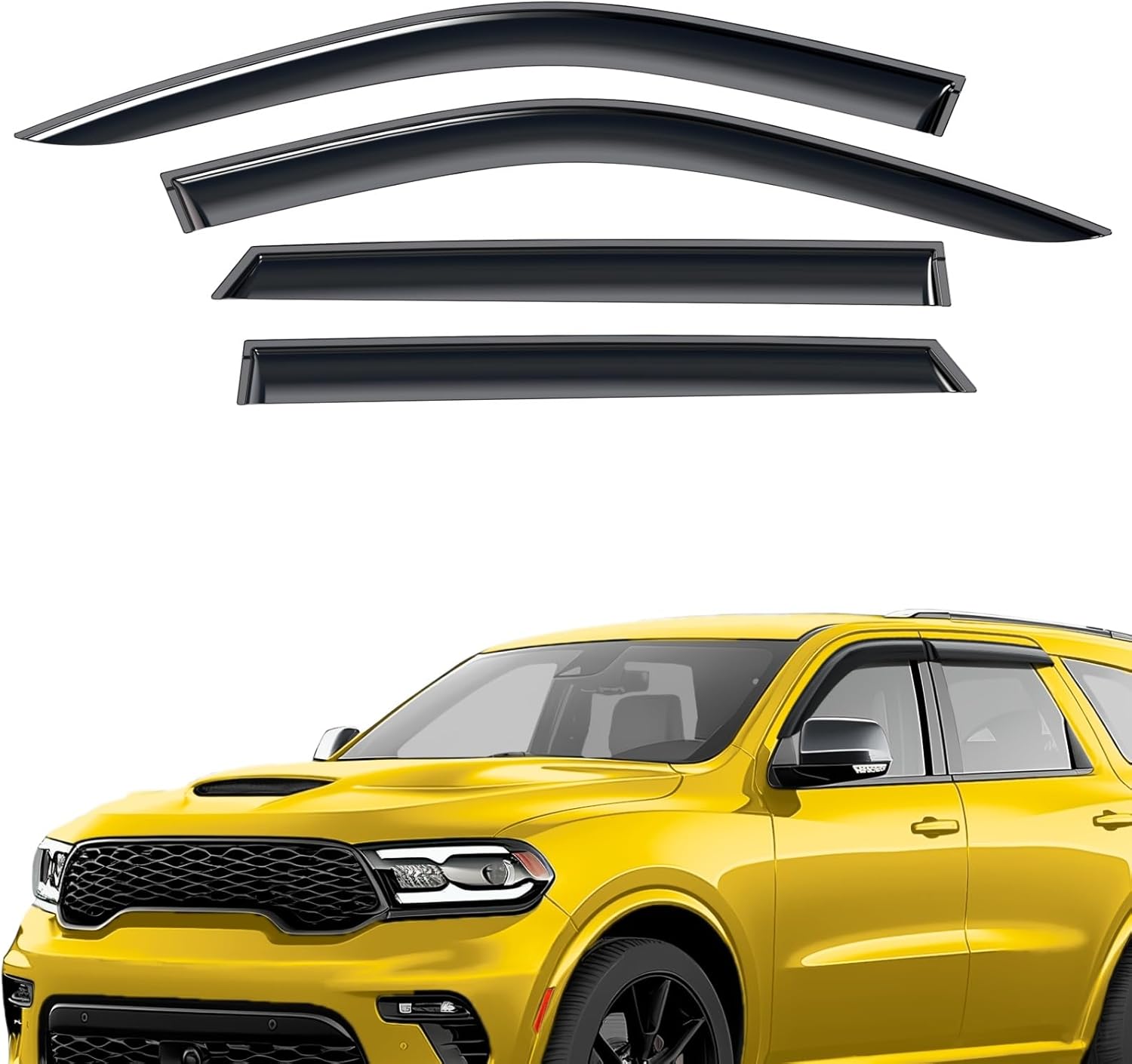 AEROGUYS Durable Tape-On Window Deflectors for Dodge Durango 2011-2026 - Rain Guards Sun Visors Wind Vent Shades 4pcs