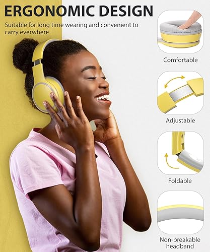 Vista 24 de rockpapa E9 - Auriculares Bluetooth para niños y niñas adultos, estéreo plegables con cable/inalámbrico con micrófono para escuela, viajes, tableta