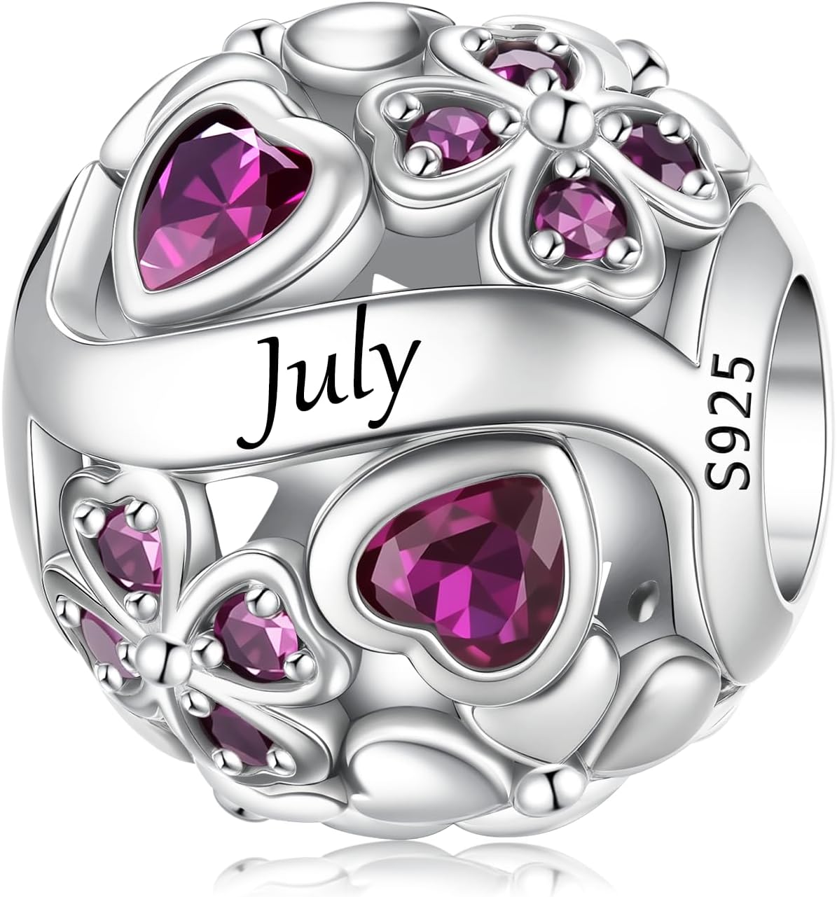 LNQOBU 925 Sterling Silve Lucky Birthstone Charm for Bracelets, With 5A Cubic Zirconia Birthday Charms Dangle Pendant Bead for Pandora Bracelets and Necklaces