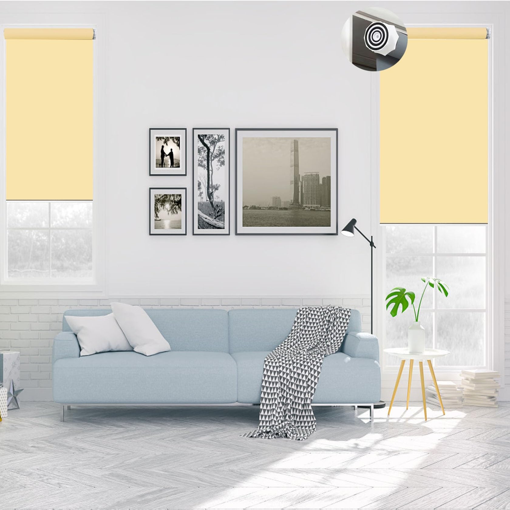 Roller Blind No Drilling 35 x 170 cm Thermal Insulated UV Protection, Day and Night Blinds Curtains in a Variety of Sizes Ideal for Bedroom, Nursery, Beige — image 1