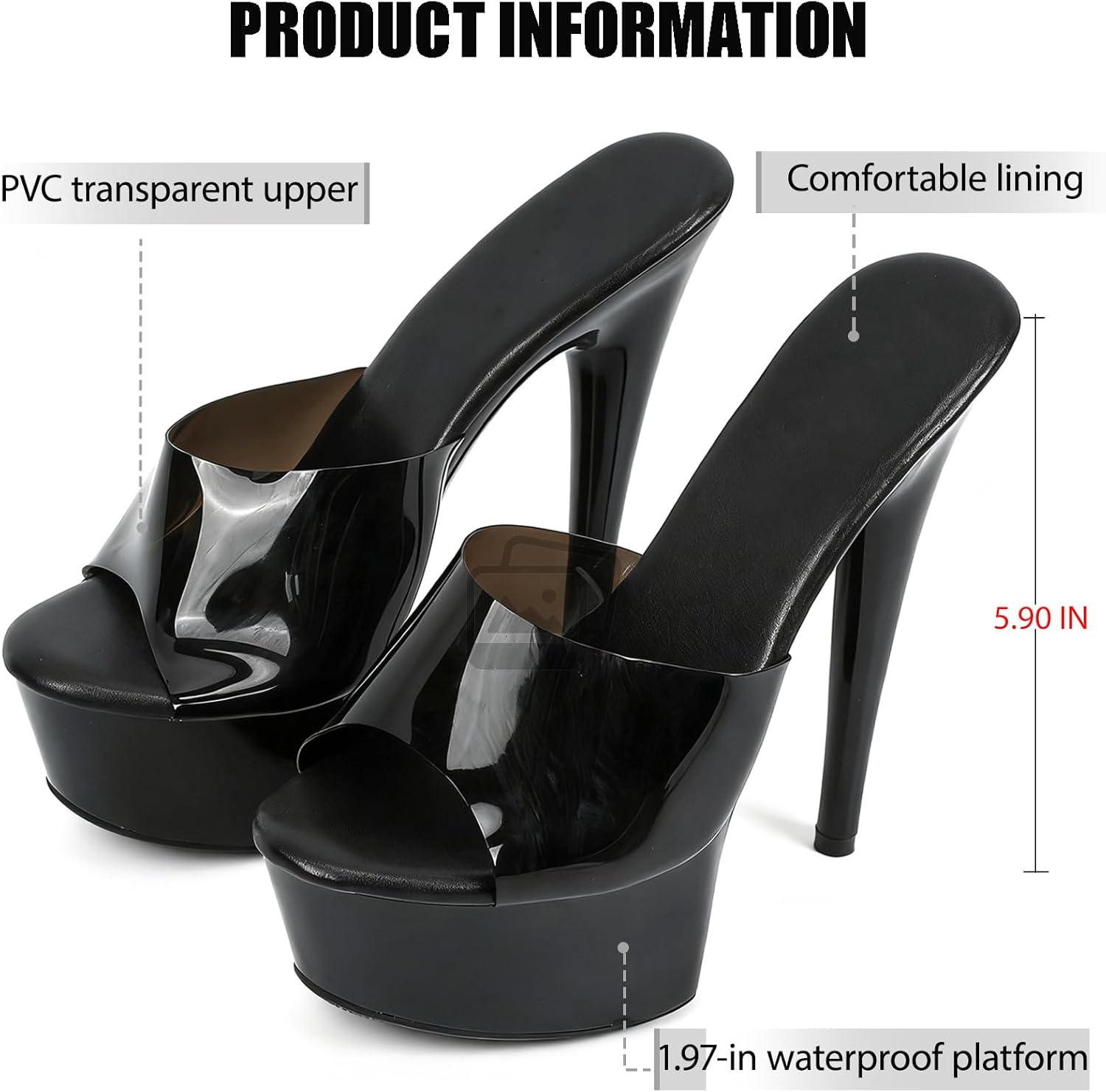 Women'S Clear Band Peep Toe Stiletto Prom Heels Sandals Sexy Transparent Straps Slip On Platform Super High Heeled Pole Dance Exotic Sandals For Party Wedding Pumps - Image 5