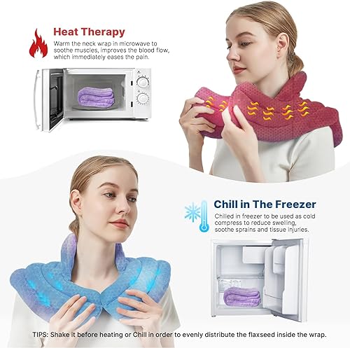 Miniatura 5 de Almohadilla térmica para cuello apta para microondas para hombros, almohadilla térmica para microondas para cuello y hombros para aliviar el dolor