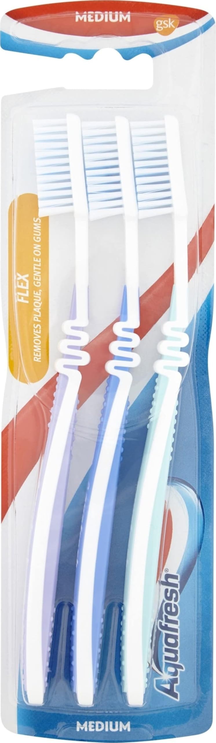 Aquafresh Flex Toothbrush Medium, Gum Friendly Flex Zone, Pack of 3