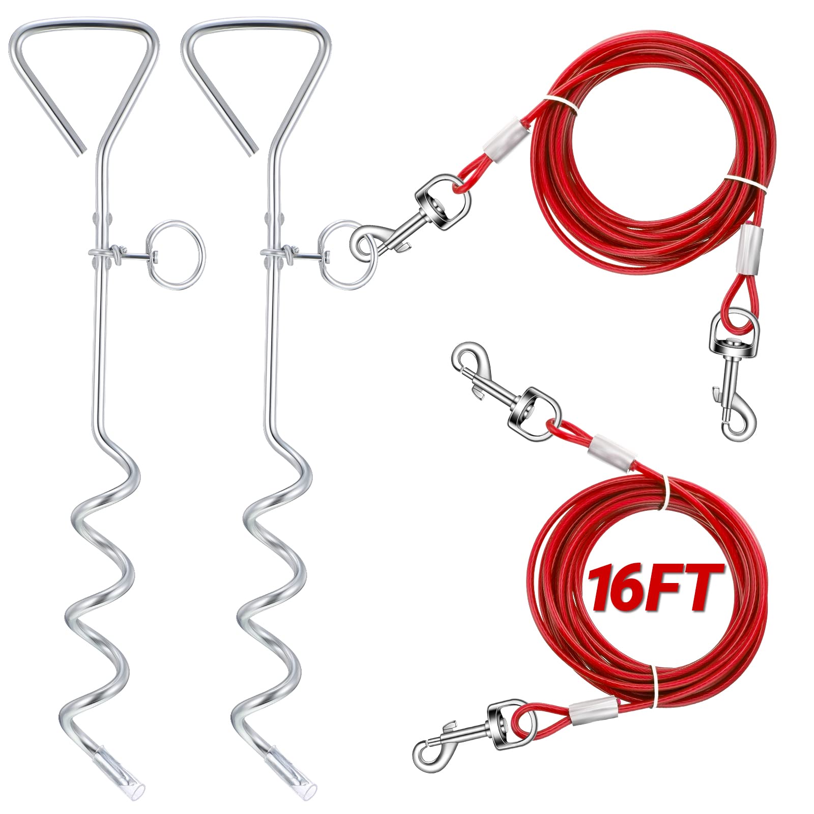 Câble d'attache pour chien et piquet Amylove 4,9m jusqu'à 56kg