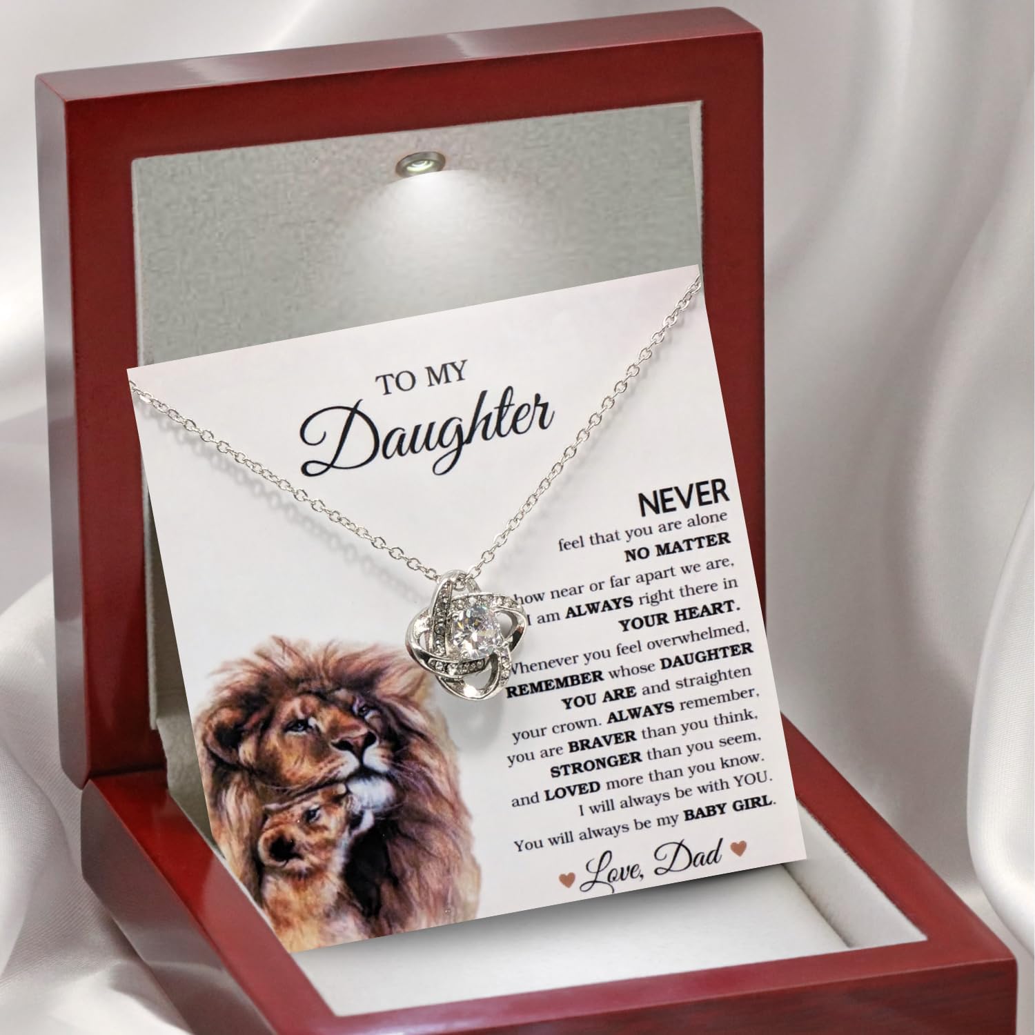 To My Daughter Necklace From Dad With Heartfelt Message, Daughter Birthday Present From Dad, Jewelry Gifts For Graduation for Her From Mom or Daddy, 14K Pendant - Image 2