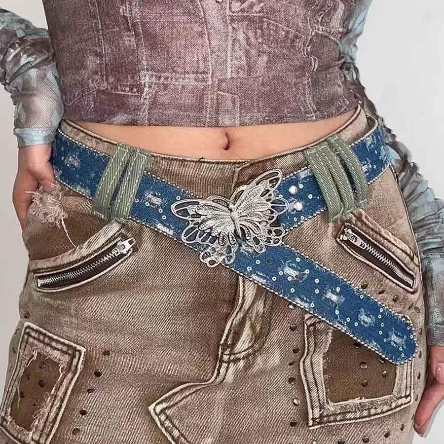 COSYDAYS Butterfly Leather Waist Belt Denim Y2K Jeans Belts Cowgirl Fashion Waist Accessories for Women2