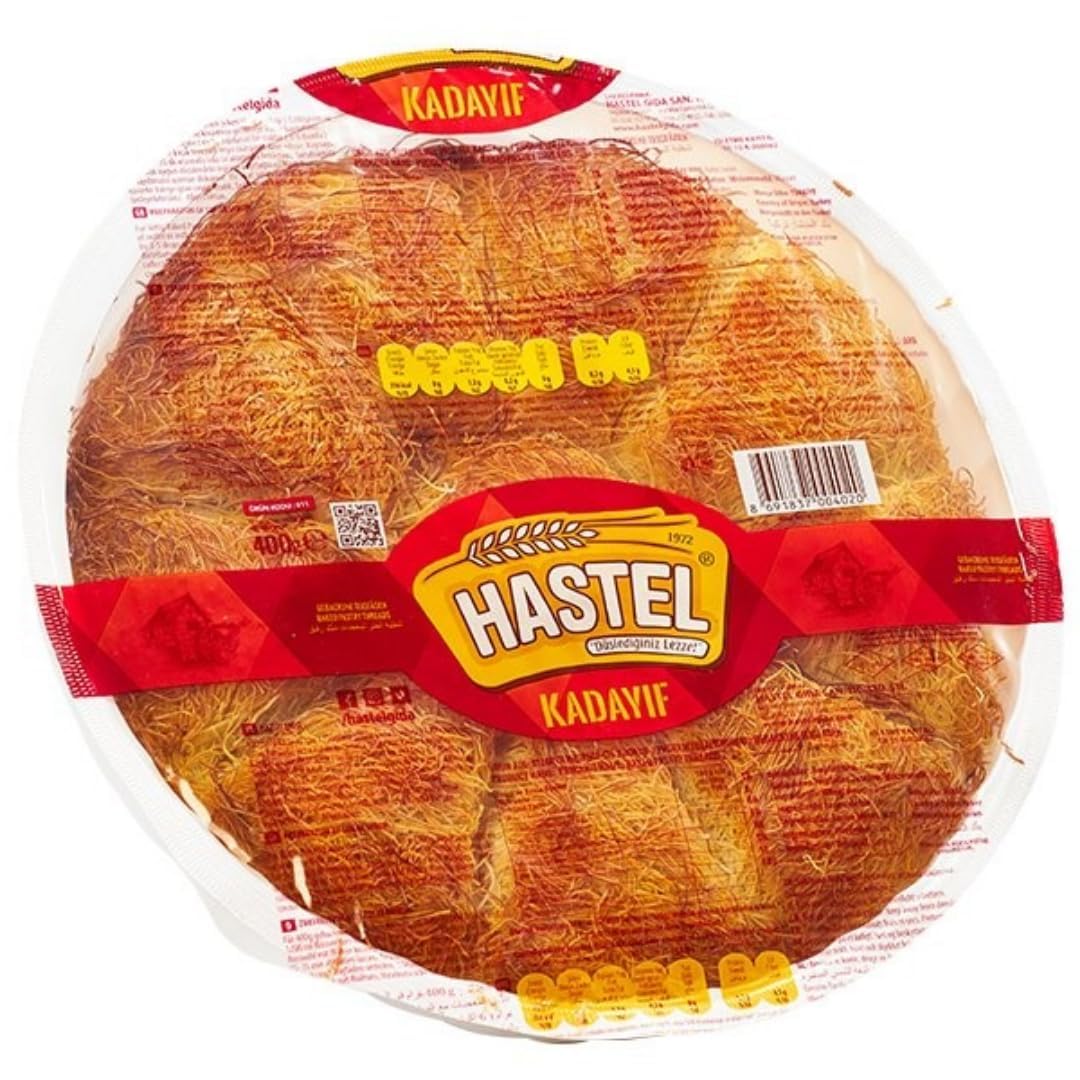 Hastel Kadayıf Teigfäden Kadaifi fertiges Dessert hauchdünn taze kadayıf kataifi 400 Gramm x 3 STÜCK mit Pufai