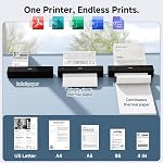 HPRT Inkless Portable Printer Wireless for Travel,Thermal Printer Supports 8.5" x 11" US Letter&A4&A5,Compatible with iOS,Android, Laptop, MT620,203 DPI,Black