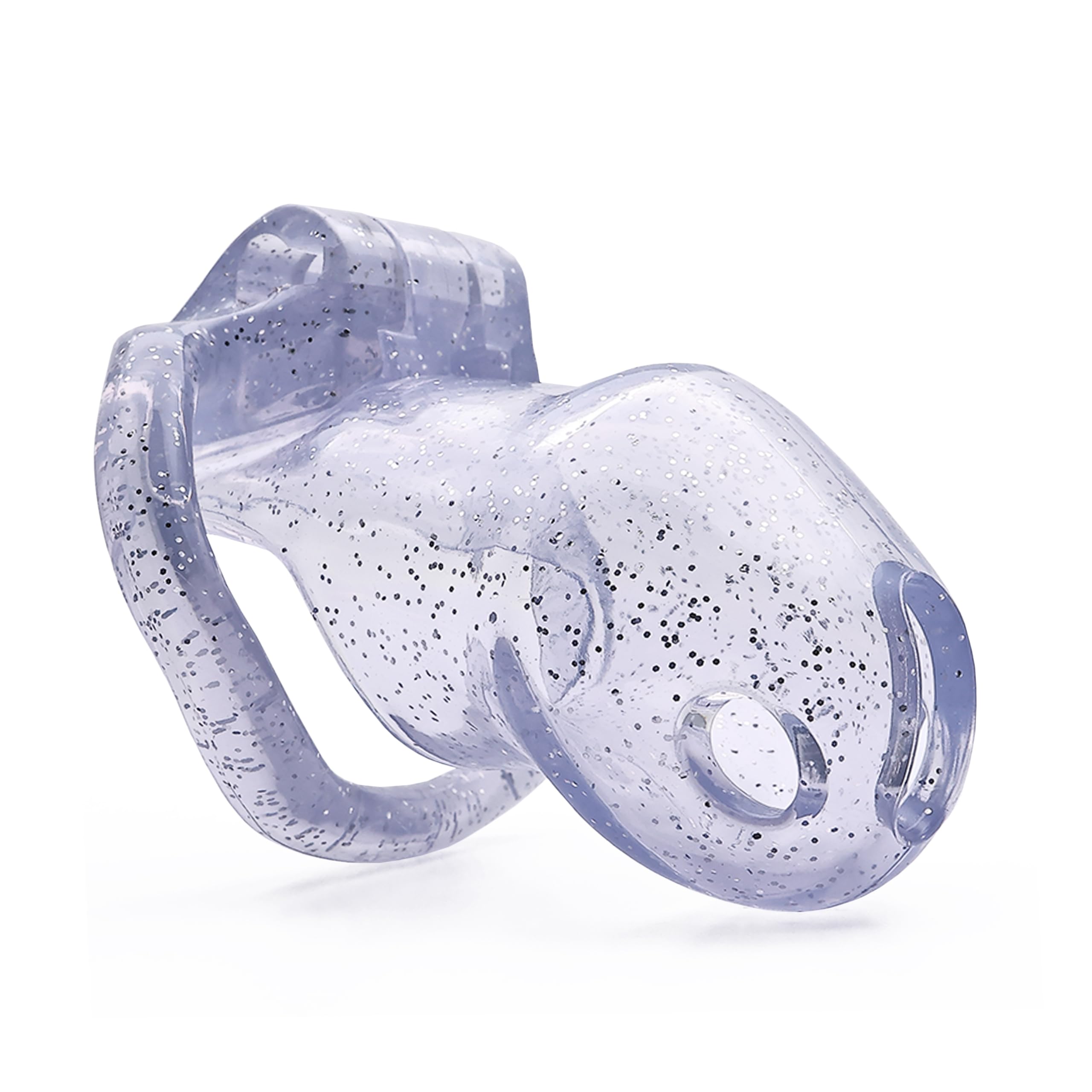 HT-V2 Chastity Cage |Male Resin Chastity Devices for Beginner |Adult Sex Toy for Men |5 Color Short&Long Cage |2 Sets MagicLockers |4 Sizes Rings Included (Clear with Silver Sparkles, Large)
