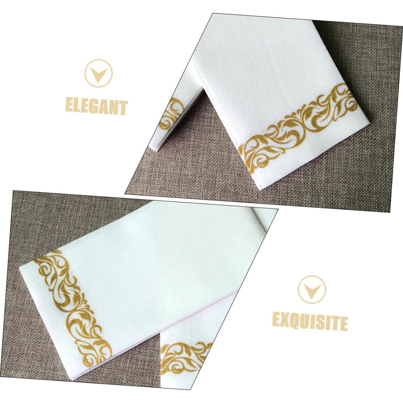 40x30cm Goldbedruckte Papierservietten, 50 Stück, 6-fach