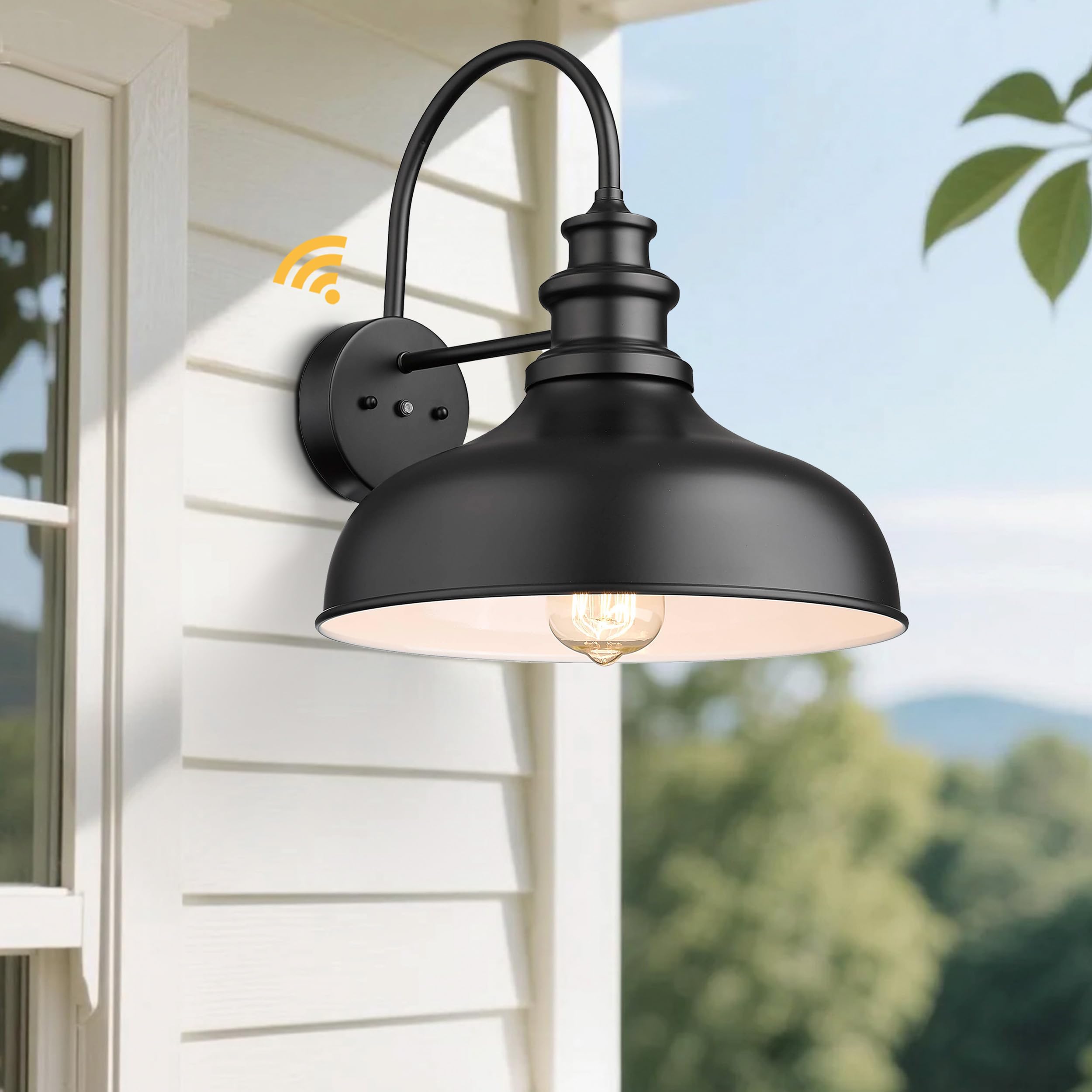 Bestshared Lampada da parete per esterni, con sensore dal tramonto all'alba, lampada da parete per esterni, per portico, luci da portico (nero e bianco, 4 pezzi)