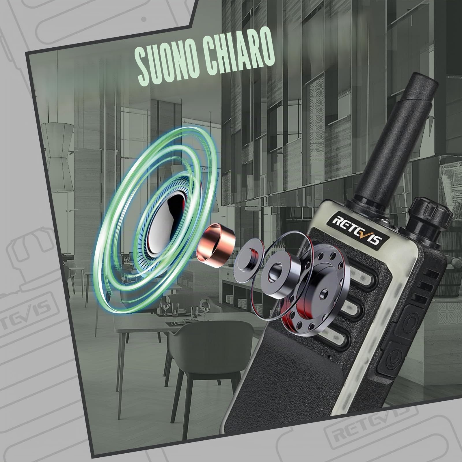 Retevis RB666 Walkie Talkie Piccolo Professionale, PMR446 Radio Bidirezionale Ricaricabile Caricabatterie Rapido, VOX Walkie Talkie Portatile con Auricolari per Scuola, Hotel (10 Pezzi, Nero)