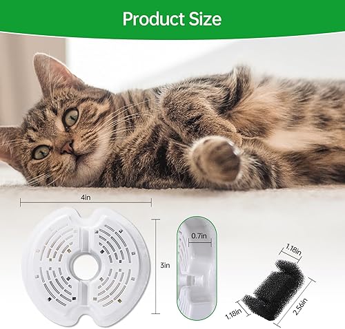 Miniatura 3 de Paquete de 4 filtros de fuente de agua para gatos para fuente ultra silenciosa para gatos de 67 oz2 L con luz nocturna LED, filtro de carbón