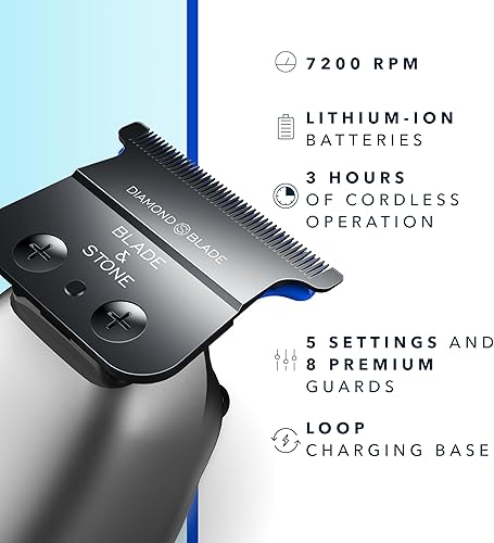 Miniatura 7 de Blade & Stone Cortadora de pelo profesional para hombres PT301  Hoja Diamond-S  Tecnología Micro-Gap  Motor duradero de 7200 RPM, todo metal,