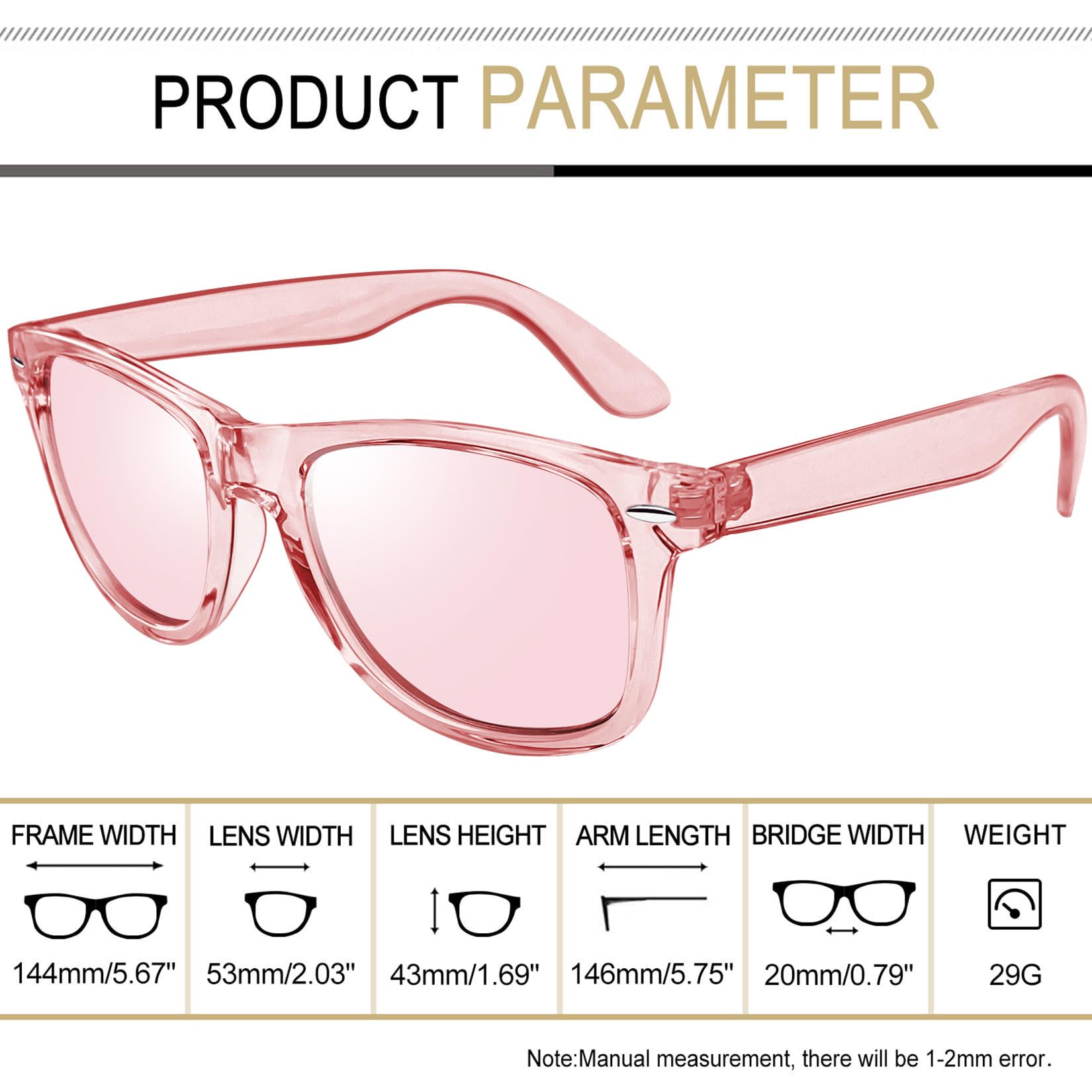 Joopin Gafas de Sol Mujer y Hombre Polarizadas Protección UV400 Cuadradas Estilo Clásico de Moda para Conducir Playa Viajes Pesca