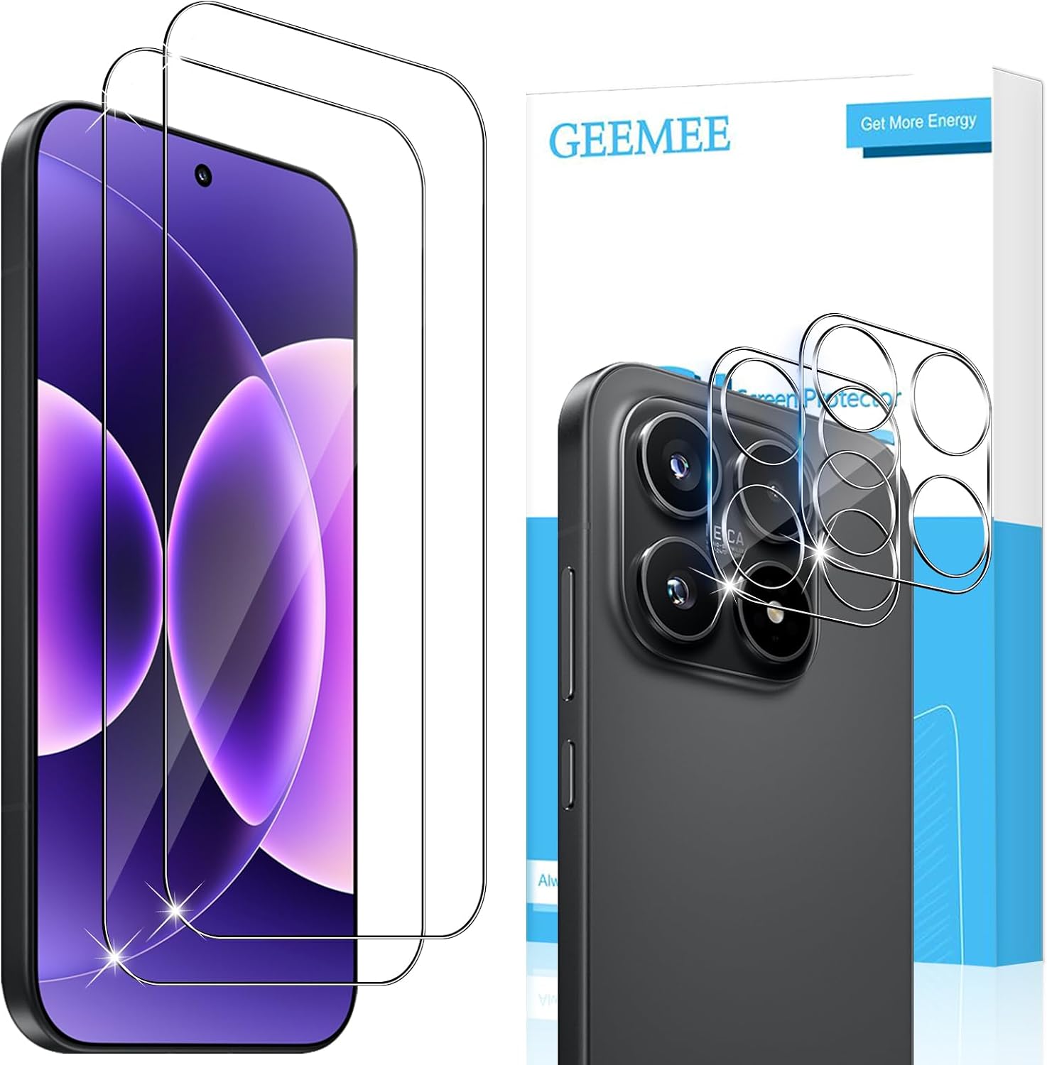 Tempered Glass Screen Protector for Xiaomi Mi 17 Pack of 2 Screen Protectors with 2 Camera Film 9 H Hardness Anti-Scratch Film HD Protective Glass Screen Protector
