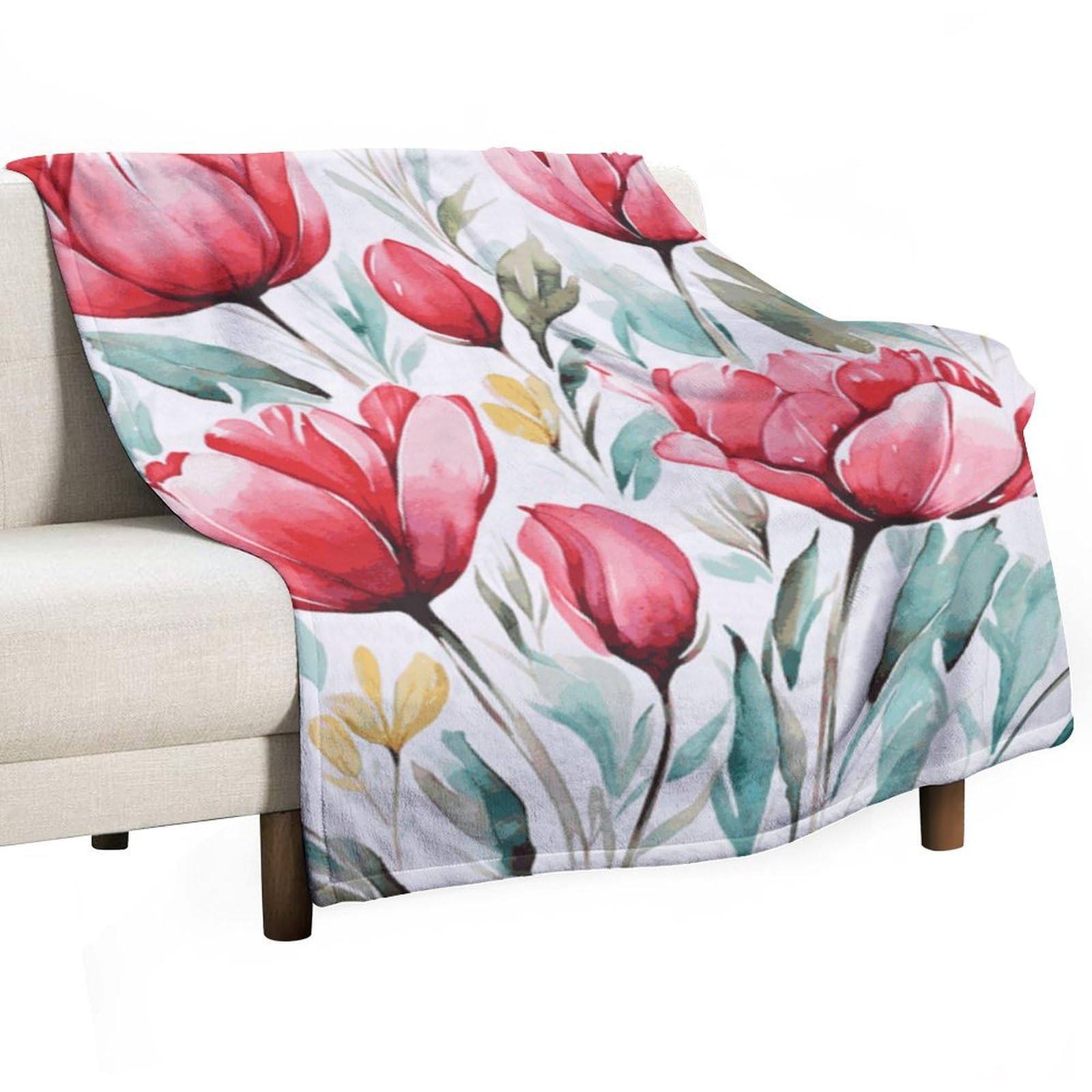 Couverture en flanelle imprimé floral au fini moelleux et ultra léger