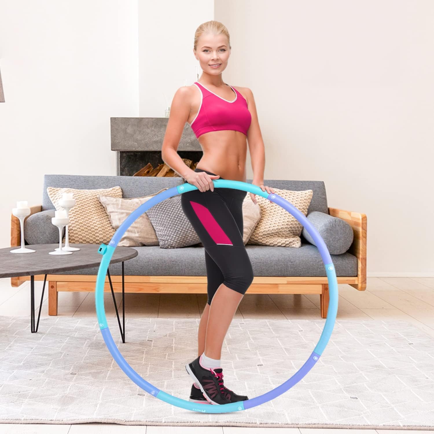 AsVIVA KH3 hantle gimnastyczne i obręcz HH1 Hula Hoop fitness, 3-częściowy zestaw krótkich hantli, 3 klasy wagowe, 6 hantli + pierścień biodrowy, idealne do gimnastyki, lekkiego treningu siłowego lub