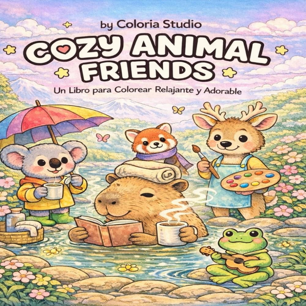 Cozy Animal Friends : Libro para colorear: Un libro para adulltos relajante y adorable