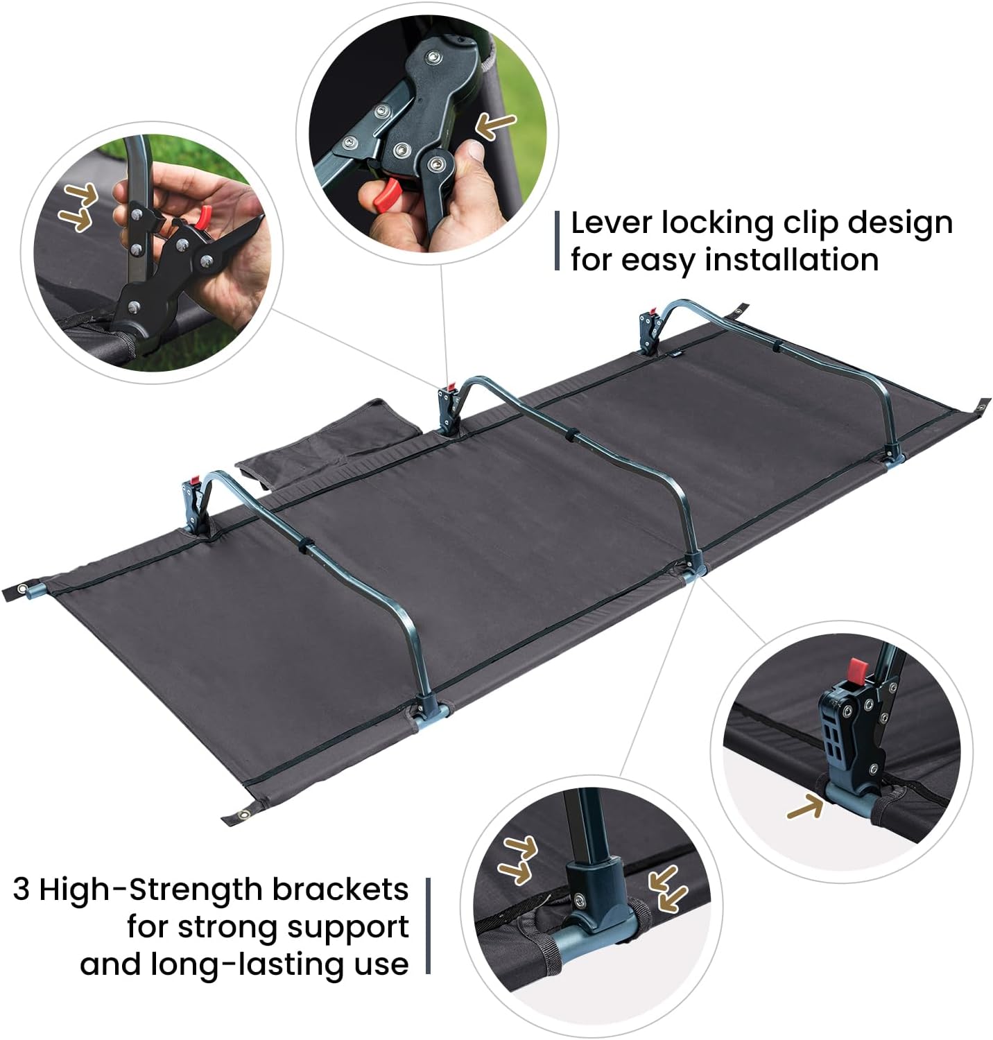 ONETIGRIS SUPRAGRIS Camping Cot, Support Up to 400lbs, Lightweight Comfortable Folding Bed for Camping, Hiking, Backpacking, Travel, Car Trips, Office Nap (Gray)