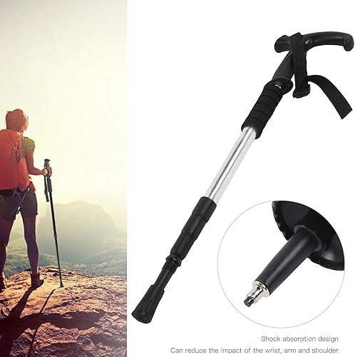 Miniatura 4 de Vbest life - Bastón de senderismo, aleación de aluminio para exteriores, bastón antideslizante para hombre y mujer, mayores, al aire libre