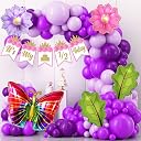 Rozi Decoration Half Birthday Decoration Kit for Girls | 53 Pcs "It's My 1/2 Birthday" Banner, Cake Topper, Butterfly & Flower Foil Balloons, Garland Arch for Halfway to One Theme Party gallery image