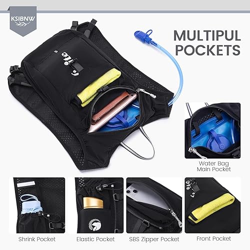 Miniatura 5 de KSIBNW Chaleco de correr para mujeres y hombres, ligero chaleco de hidratación con bolsa de agua de 1.5 L, mochila para correr para senderismo,