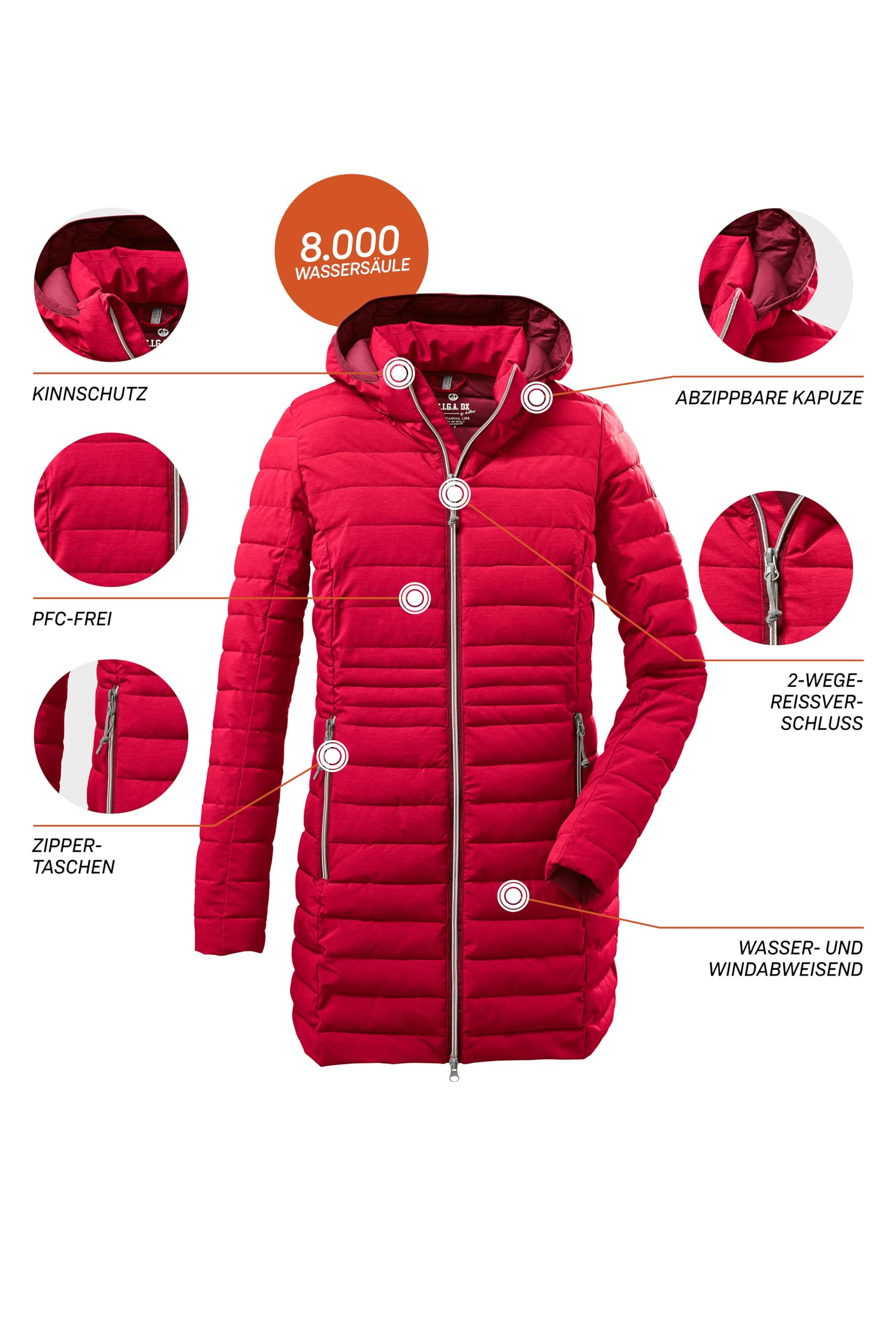 G.I.G.A. DX Bacarya Parka funzionale in look piumino con cappuccio staccabile con cerniera Women´s