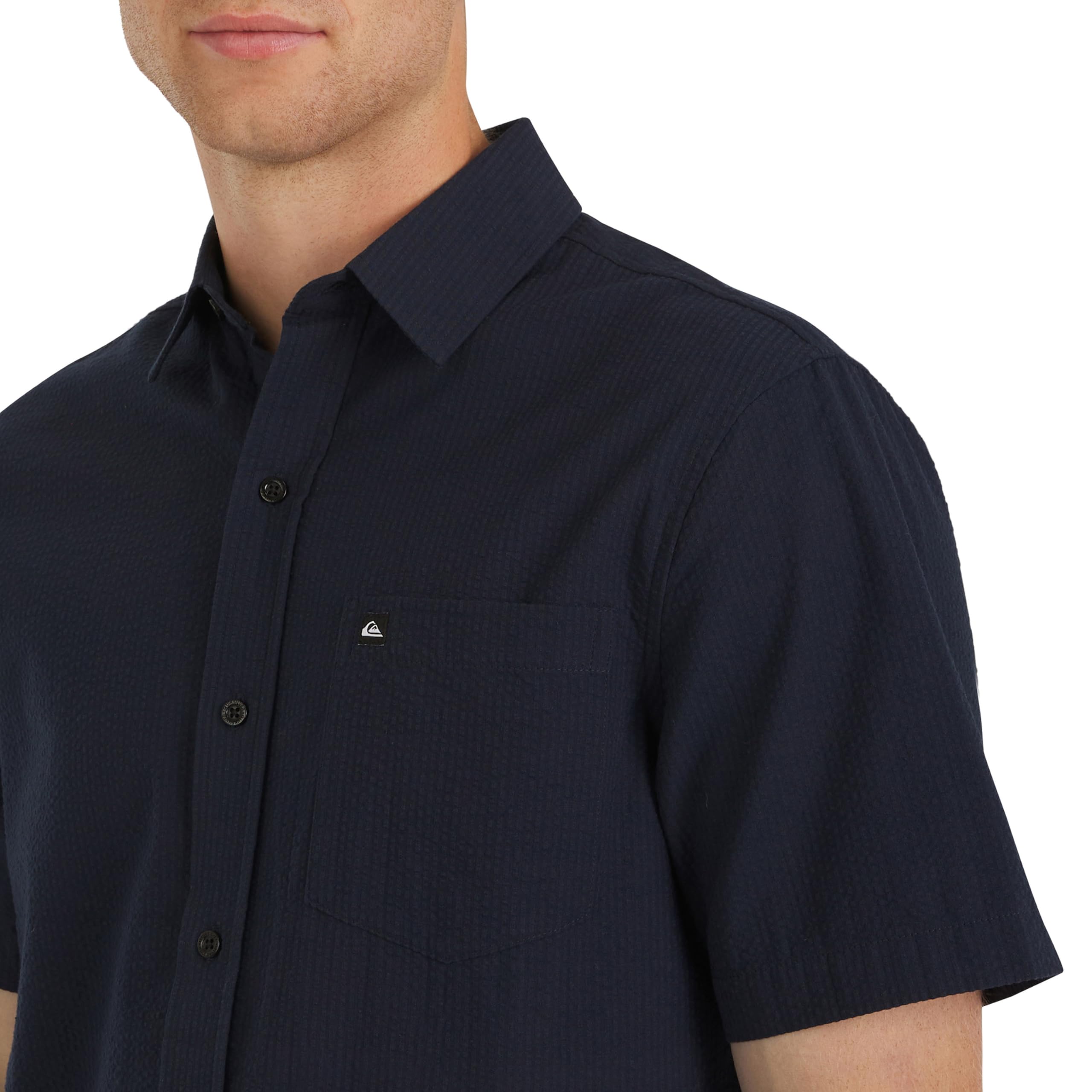 Quiksilver Premium Cotton Short Sleeve Button Down Seersucker Shirt Homme