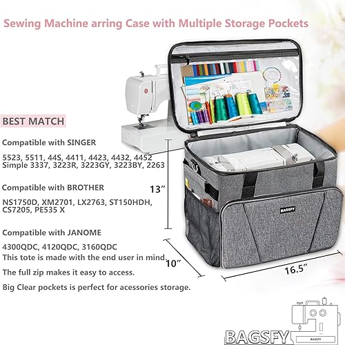 Miniatura 35 de BAGSFY Funda para máquina de coser para hermano, cubierta antipolvo para máquina de coser para cantante, cubiertas antipolvo acolchadas compatibles