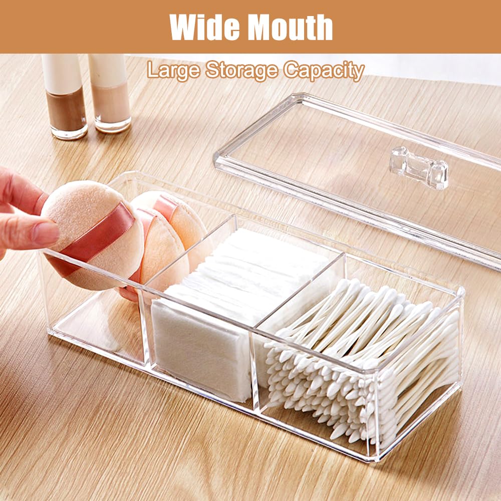 Caja Transparente de Hisopos de Algodón, Acrílico con Tapa, Dispensador de Almohadillas de Algodón