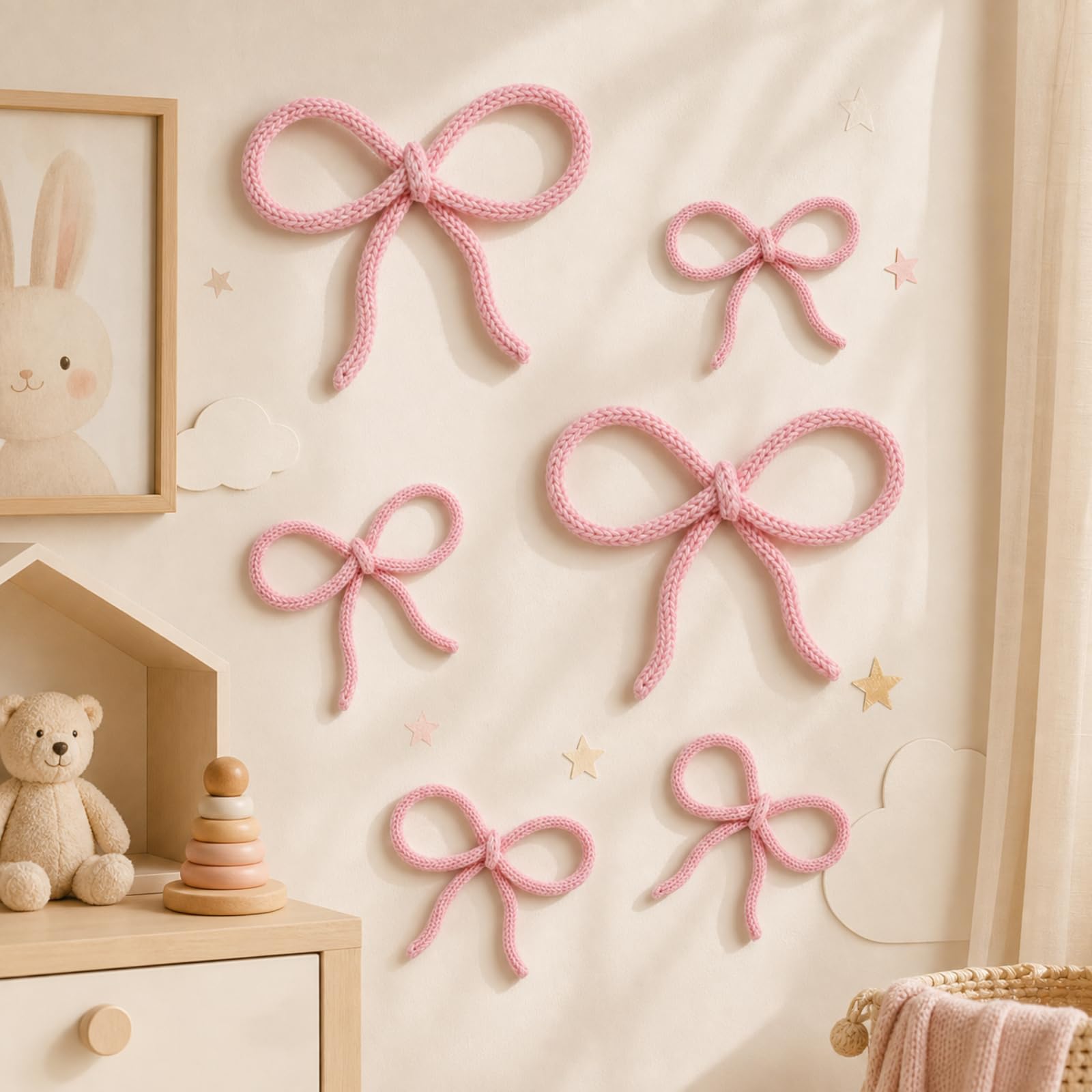 Photo 1 of Barydat Pink Bow Wall Decor - Set of 6