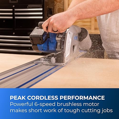 Miniatura 3 de Kreg 20V Ionic Drive 6 12" Kit de sierra de inmersión de pista de corte - Con cargador de iones azules de 20V y paquete de batería de iones azules
